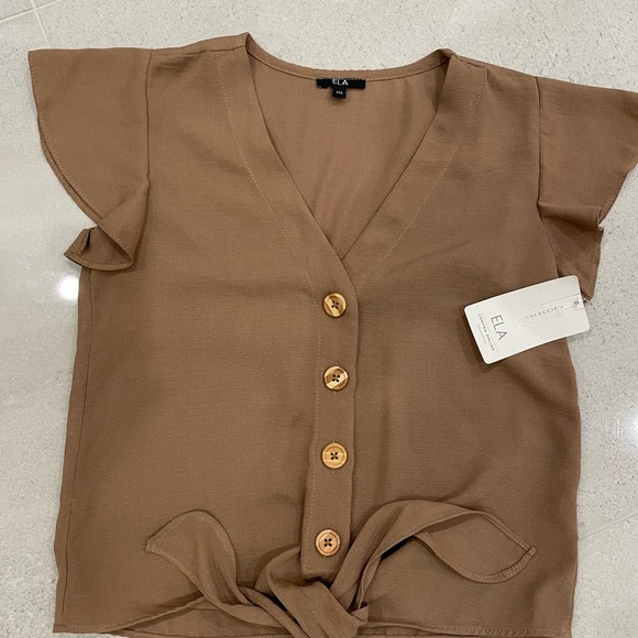 BLUSA MANGA CORTA DE ANUDAR - Picture 2 of 3